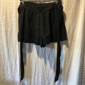 Abound linen blend black tie front shorts walking shorts elastic waist M